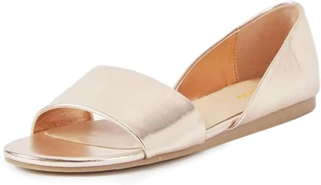 YDN Women Comfortable Open Toe Slip On D'Orsay Flats Low Heels Sandals Shoes Casual Walking Dress Size 4-16 US