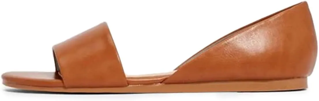 YDN Women Comfortable Open Toe Slip On D'Orsay Flats Low Heels Sandals Shoes Casual Walking Dress Size 4-16 US