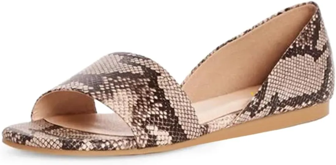 YDN Women Comfortable Open Toe Slip On D'Orsay Flats Low Heels Sandals Shoes Casual Walking Dress Size 4-16 US