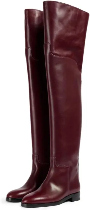 YDN Womens Round Toe Wide Calf Flats Over the Knee Boots Elastic Pull On Low Heel Thigh High Boots Sexy Prom Nightclub Shoes Size 4-16 US