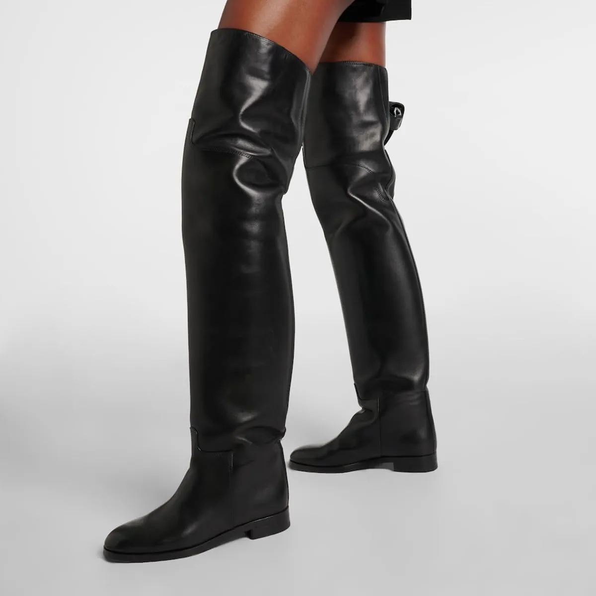 YDN Womens Round Toe Wide Calf Flats Over the Knee Boots Elastic Pull On Low Heel Thigh High Boots Sexy Prom Nightclub Shoes Size 4-16 US