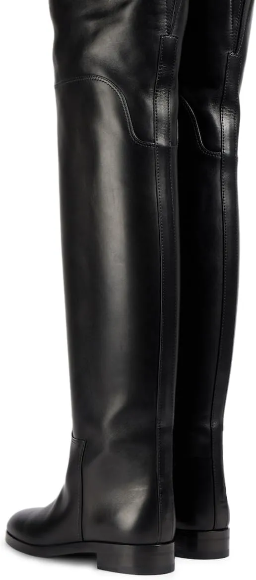 YDN Womens Round Toe Wide Calf Flats Over the Knee Boots Elastic Pull On Low Heel Thigh High Boots Sexy Prom Nightclub Shoes Size 4-16 US