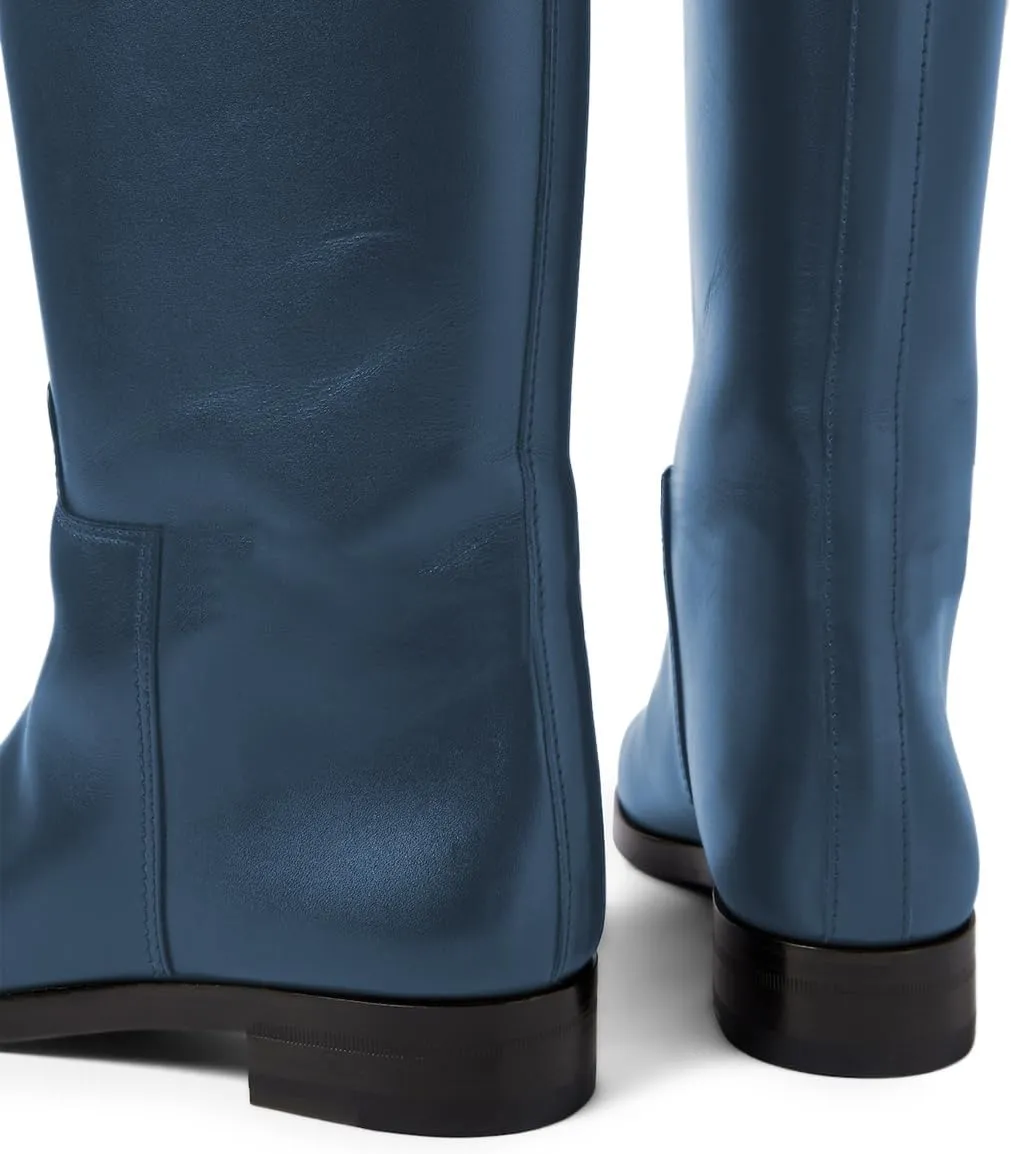 YDN Womens Round Toe Wide Calf Flats Over the Knee Boots Elastic Pull On Low Heel Thigh High Boots Sexy Prom Nightclub Shoes Size 4-16 US