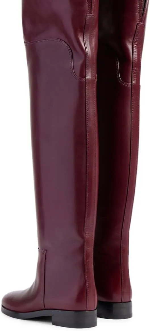YDN Womens Round Toe Wide Calf Flats Over the Knee Boots Elastic Pull On Low Heel Thigh High Boots Sexy Prom Nightclub Shoes Size 4-16 US