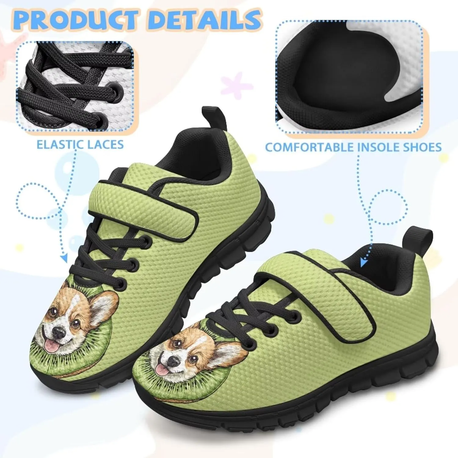 YEXIATODO Boys Girls Sneakers Kids No Tie Shoelaces Shoes Comfort Anti-Slip Walking Shoes for Indoor Outdoor Size 1-13
