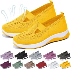 Yilia Orthopedic Shoes for Women, Wide Width Breathable Women Walking Comfortable Slip on Sneakers, Non Slip Food Service Lightweight Sneaker, Comfort Nurse Shoes Arch Support Sneakers