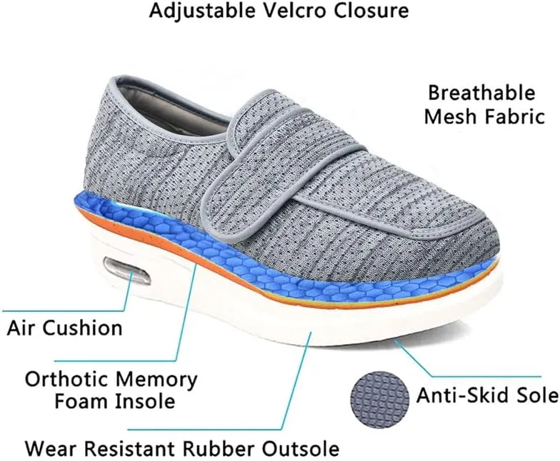 youyun Women's Diabetic Shoes for Women Wide Width Elderly Shoes with Adjustable Closure Breathable Lightweight Swollen Feet Walking Edema Sneakers