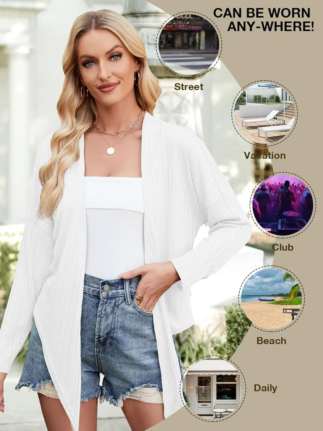 ZANZEA Tie Front Cardigan for Women Long Sleeve Sheer Bolero Shrug for Dresses Lightweight Cropped Shawl