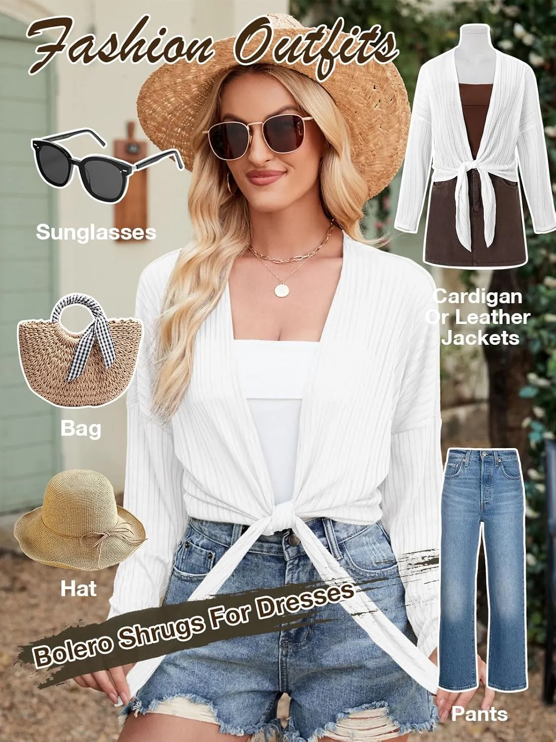 ZANZEA Tie Front Cardigan for Women Long Sleeve Sheer Bolero Shrug for Dresses Lightweight Cropped Shawl