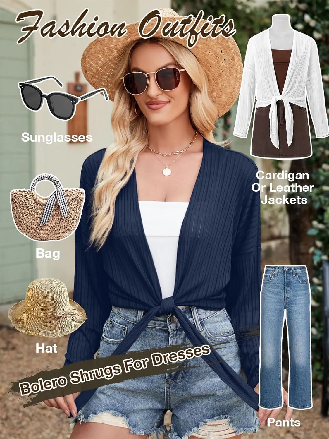 ZANZEA Tie Front Cardigan for Women Long Sleeve Sheer Bolero Shrug for Dresses Lightweight Cropped Shawl