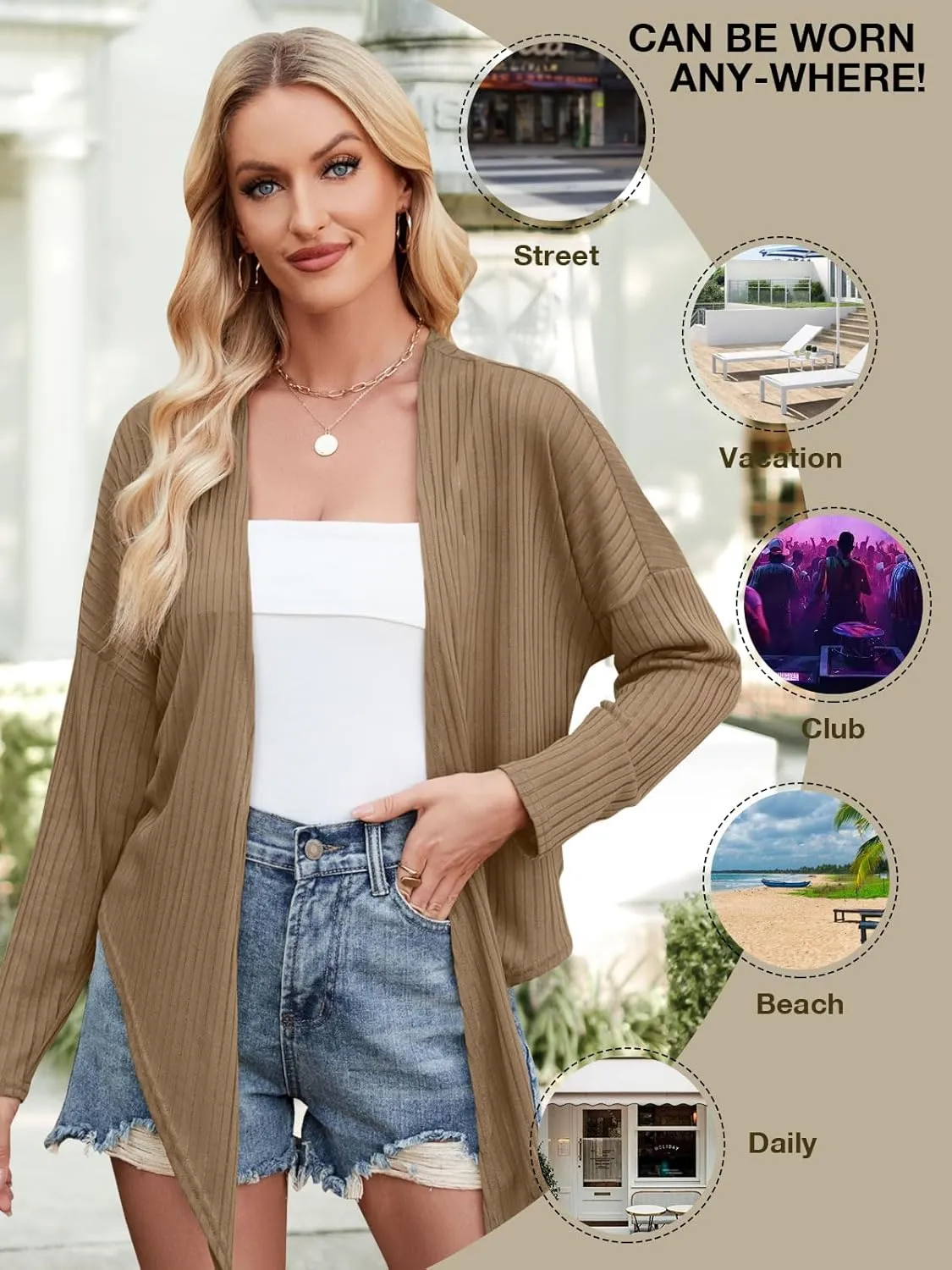 ZANZEA Tie Front Cardigan for Women Long Sleeve Sheer Bolero Shrug for Dresses Lightweight Cropped Shawl
