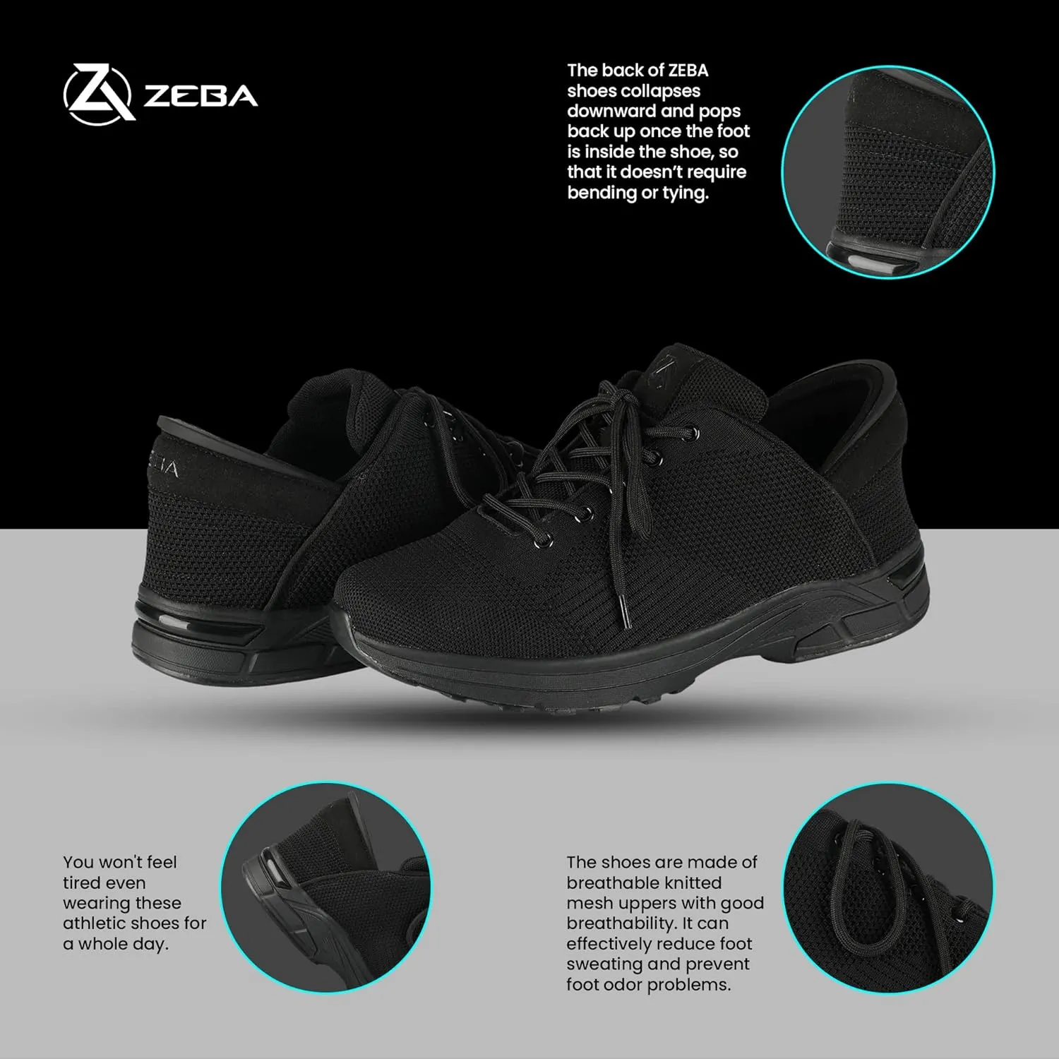 ZEBA Hands Free Slip on Sneakers for Men - Step Up Your Comfort and Style with Perfect Walking Shoes and Fashion Sneakers