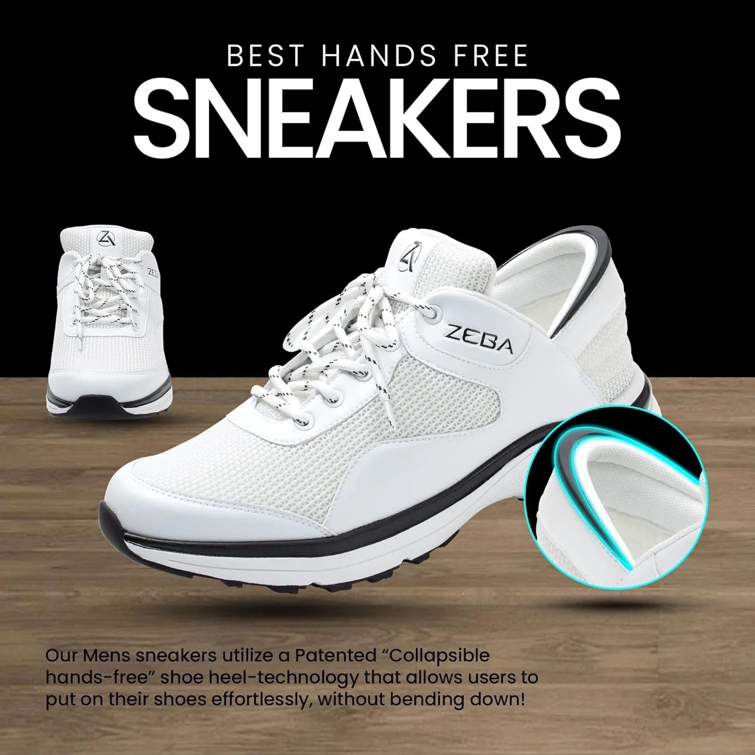 ZEBA Hands Free Slip on Sneakers for Men - Step Up Your Comfort and Style with Perfect Walking Shoes and Fashion Sneakers