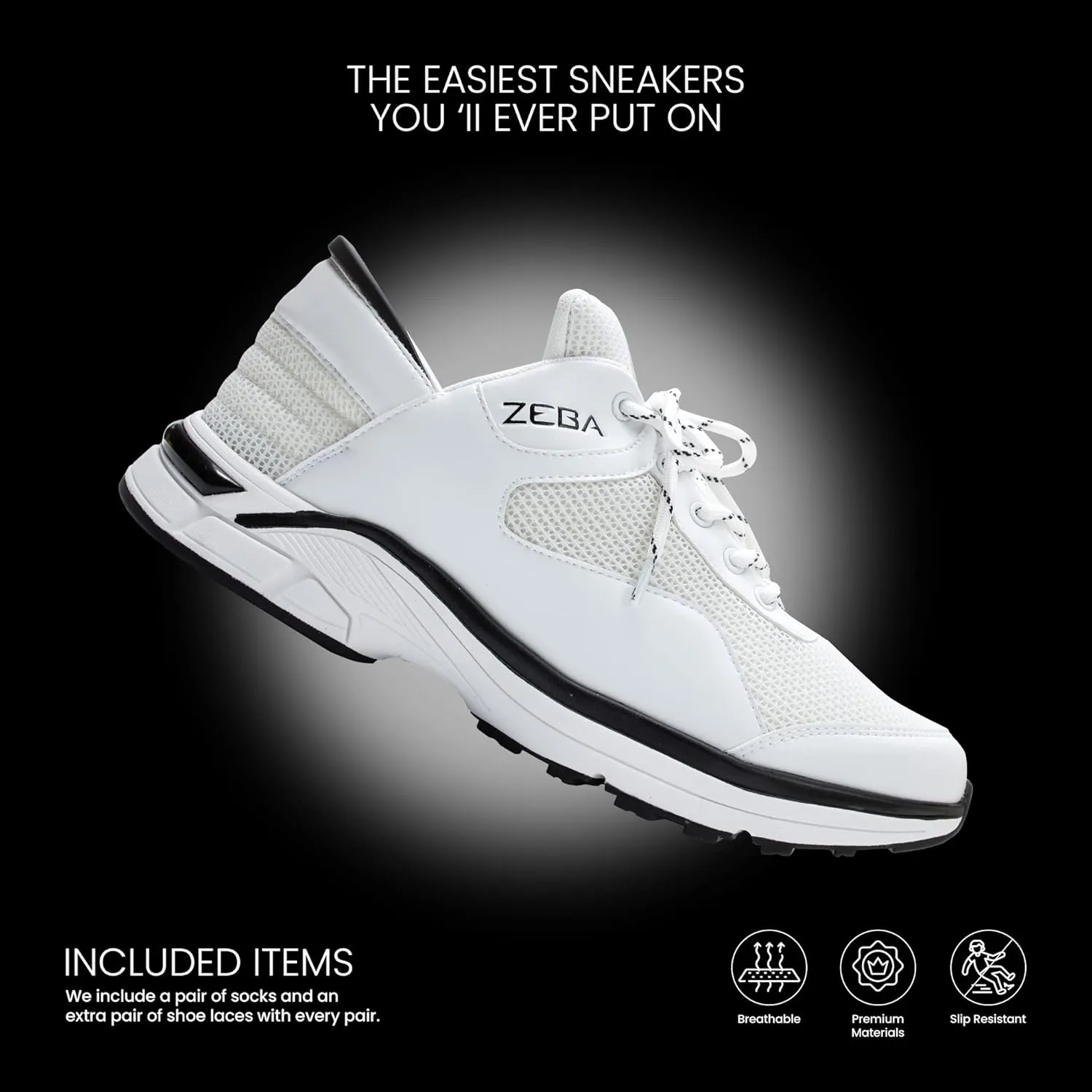 ZEBA Hands Free Slip on Sneakers for Men - Step Up Your Comfort and Style with Perfect Walking Shoes and Fashion Sneakers