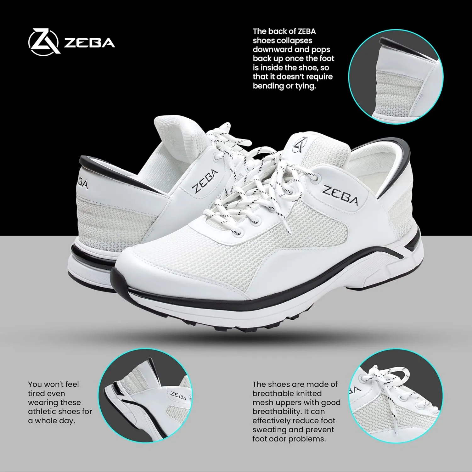 ZEBA Hands Free Slip on Sneakers for Men - Step Up Your Comfort and Style with Perfect Walking Shoes and Fashion Sneakers