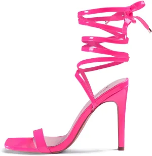 Zhabtuc Women Strappy Heeled Sandals, 4.3 inch Stilettos Ankle Strap Lace Up Square Toe High Heels Sandals Party Evening Sandals Shoes
