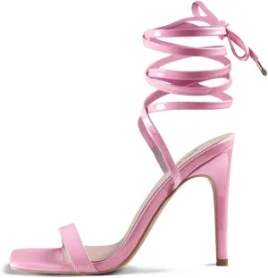 Zhabtuc Women Strappy Heeled Sandals, 4.3 inch Stilettos Ankle Strap Lace Up Square Toe High Heels Sandals Party Evening Sandals Shoes