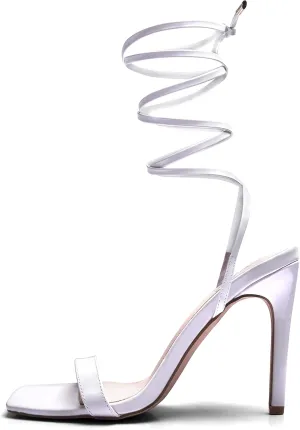 Zhabtuc Women Strappy Heeled Sandals, 4.3 inch Stilettos Ankle Strap Lace Up Square Toe High Heels Sandals Party Evening Sandals Shoes