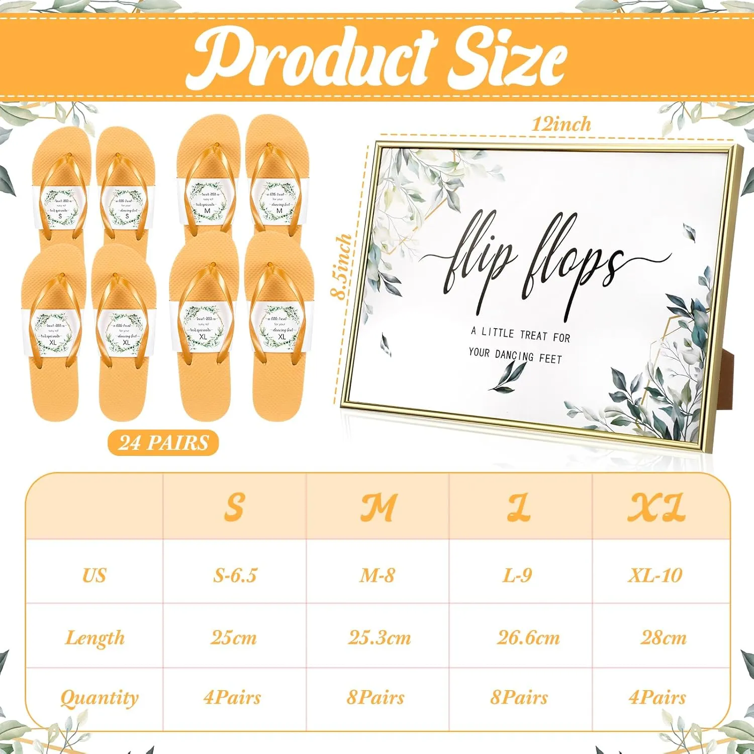 Zoooyawn 24 Pairs Wedding Party Favors Flip Flops Bulk Wedding Sign for Guest