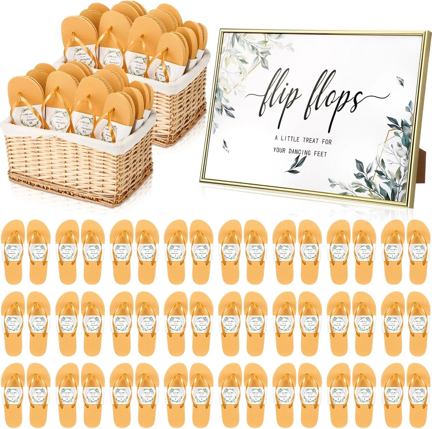 Zoooyawn 24 Pairs Wedding Party Favors Flip Flops Bulk Wedding Sign for Guest