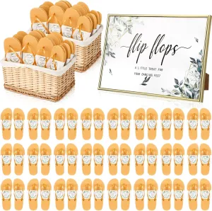 Zoooyawn 24 Pairs Wedding Party Favors Flip Flops Bulk Wedding Sign for Guest